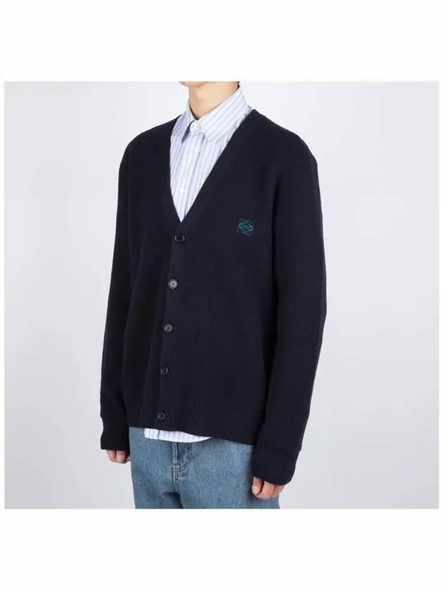 Anagram Embroidery Logo Wool Cardigan Navy - LOEWE - BALAAN 3