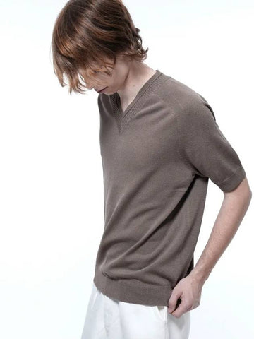 Men s RSVHK BR Raglan Slit V neck Half Knit Brown - CHANCE'S NOI - BALAAN 1