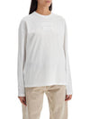 Logo Embroidered Cotton Long Sleeve T-shirt White - MIU MIU - BALAAN 3