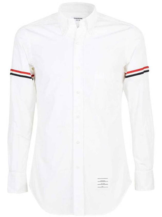 Men's Poplin Grosgrain Armband Classic Long Sleeve Shirt White - THOM BROWNE - BALAAN 2