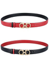 Reversible Gancini Leather Belt Black Lipstick Red - SALVATORE FERRAGAMO - BALAAN 10