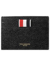 Stripe Note Compartment Pebble Grain Leather Card Wallet Black - THOM BROWNE - BALAAN 2