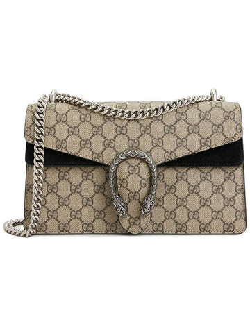 Dionysus GG Supreme Canvas Chain Small Shoulder Bag Beige Black - GUCCI - BALAAN 1