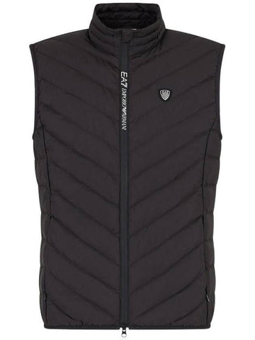 Logo Plaque Padded Vest Black - EMPORIO ARMANI - BALAAN 1