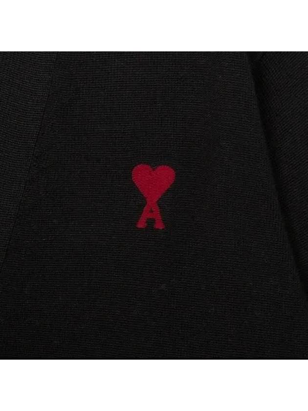 Heart Logo Wool Cardigan Black - AMI - BALAAN 5