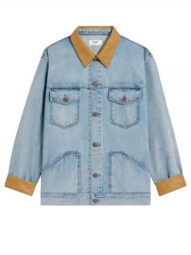 Trucker Oversized Fit Denim Jacket Blue - CELINE - BALAAN 2