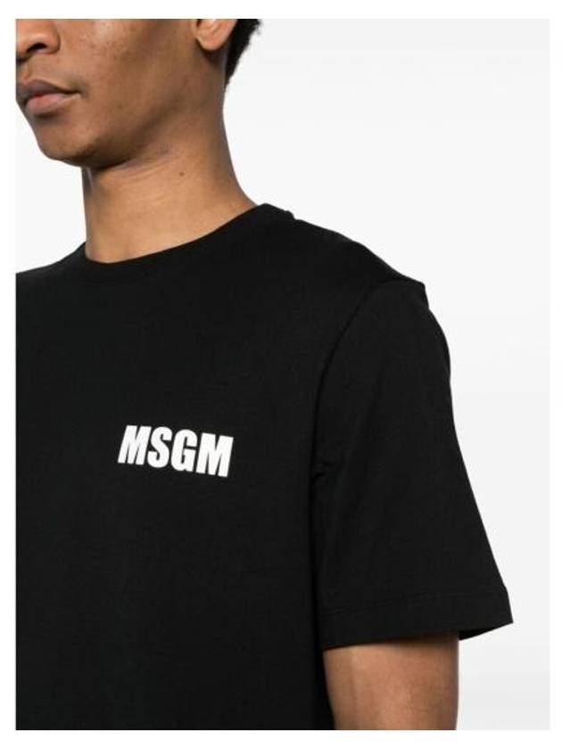 Logo Print Cotton Short Sleeve T-Shirt Black - MSGM - BALAAN 3