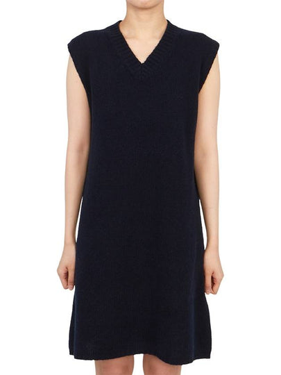 Women's V-neck Knit Midi Dress Blue - MAISON MARGIELA - BALAAN 2