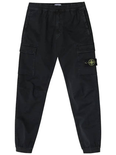 Stretch Cotton Cargo Straight Pants Black - STONE ISLAND - BALAAN 2