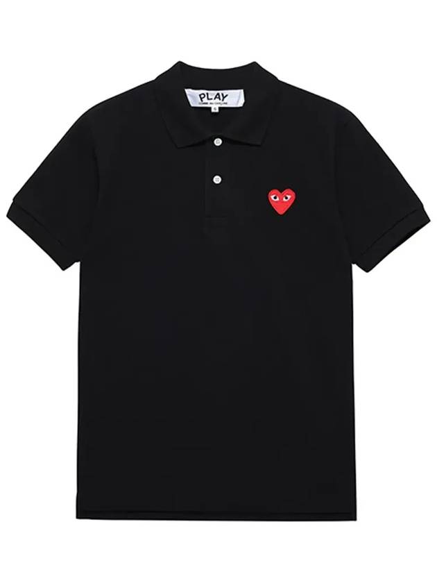 Red Heart Wappen Polo Shirt Black - COMME DES GARCONS - BALAAN 6