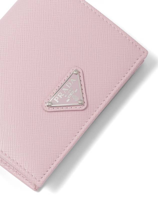 Gold Triangle Logo Saffiano Half Wallet Alabaster Pink - PRADA - BALAAN 6