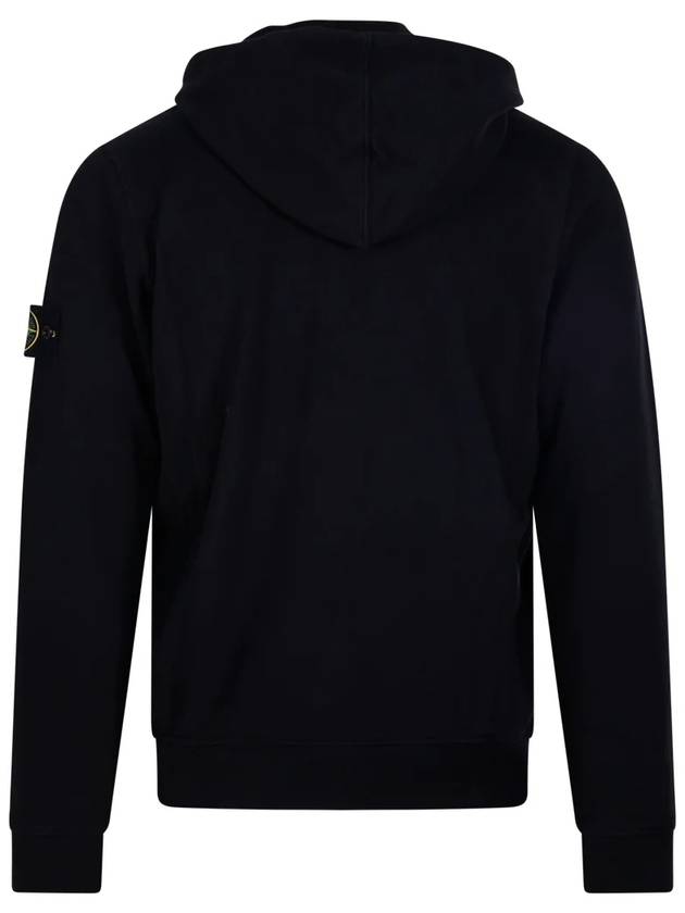 Logo Cotton Zip-Up Hoodie Black - STONE ISLAND - BALAAN 4