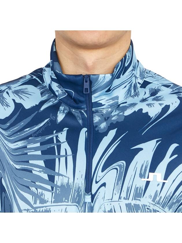 Emanuel Print Mid Layer Long Sleeve T-Shirt Blue - J.LINDEBERG - BALAAN 7