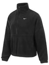 W brushed long sleeve t shirt Therma fit one oversized half zip fleece top FV7956 010 - NIKE - BALAAN 1