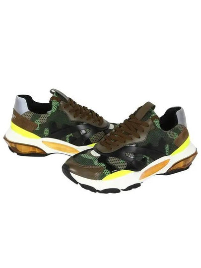 Men's Camouflage Print Patchwork Low Top Sneakers Green - VALENTINO - BALAAN 2