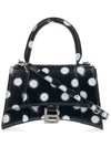 Hourglass Small Polka Dot Leather Tote Bag Black - BALENCIAGA - BALAAN 2