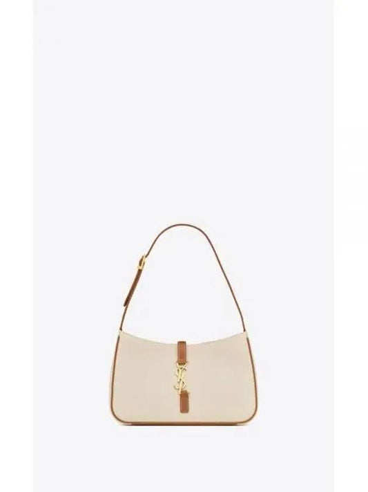 5 A 7 Canvas Leather Shoulder Bag White - SAINT LAURENT - BALAAN 2