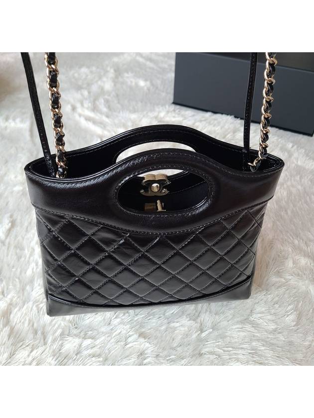 31 Bag Mini Shoulder Shiny Lambskin Gold Black AS4133 - CHANEL - BALAAN 5