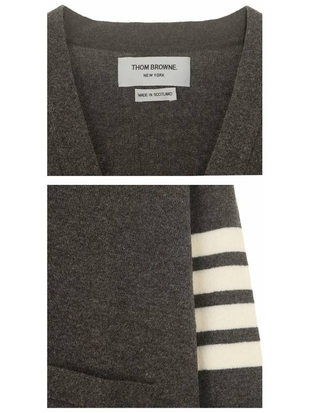 Men's Diagonal Classic Cashmere Cardigan Mid Grey - THOM BROWNE - BALAAN 6