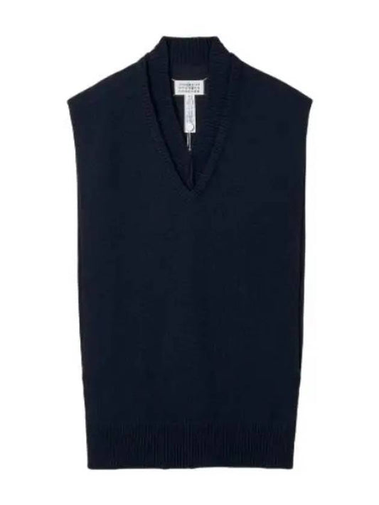 V neck knit vest navy - MAISON MARGIELA - BALAAN 1