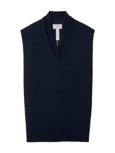 V neck knit vest navy - MAISON MARGIELA - BALAAN 1