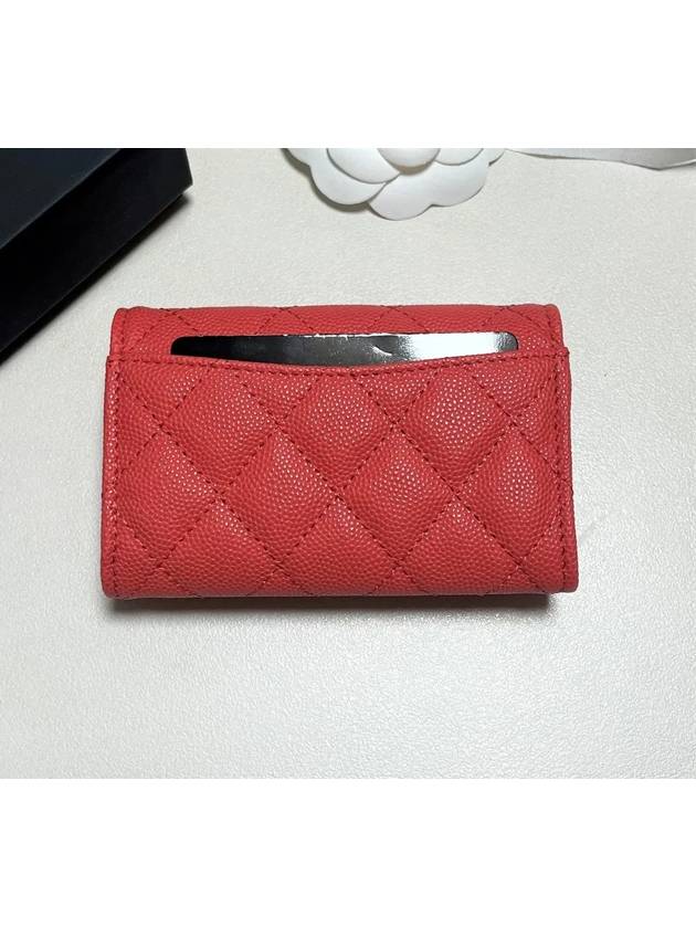 Classic Card Holder Grained Calfskin Gold Metal Red - CHANEL - BALAAN 3