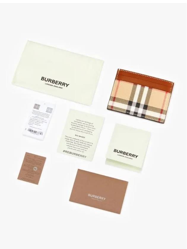 Check Print Leather Card Holder Beige - BURBERRY - BALAAN 4