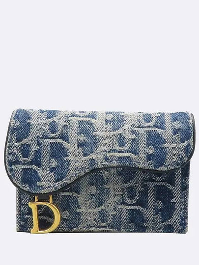 S5611CDCE M49E Saddle oblique denim jacquard D logo flap card wallet - DIOR - BALAAN 2