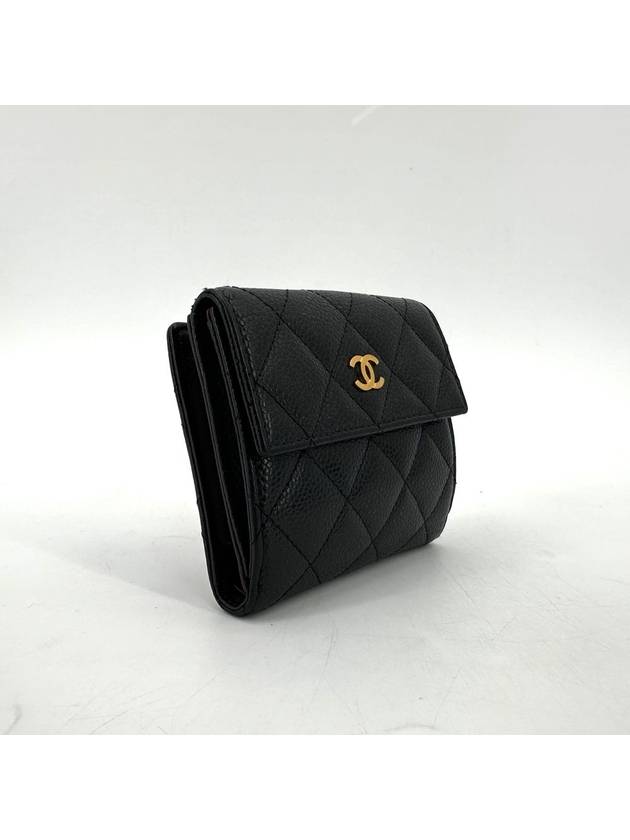 Caviar flap gold logo bi fold wallet - CHANEL - BALAAN 4