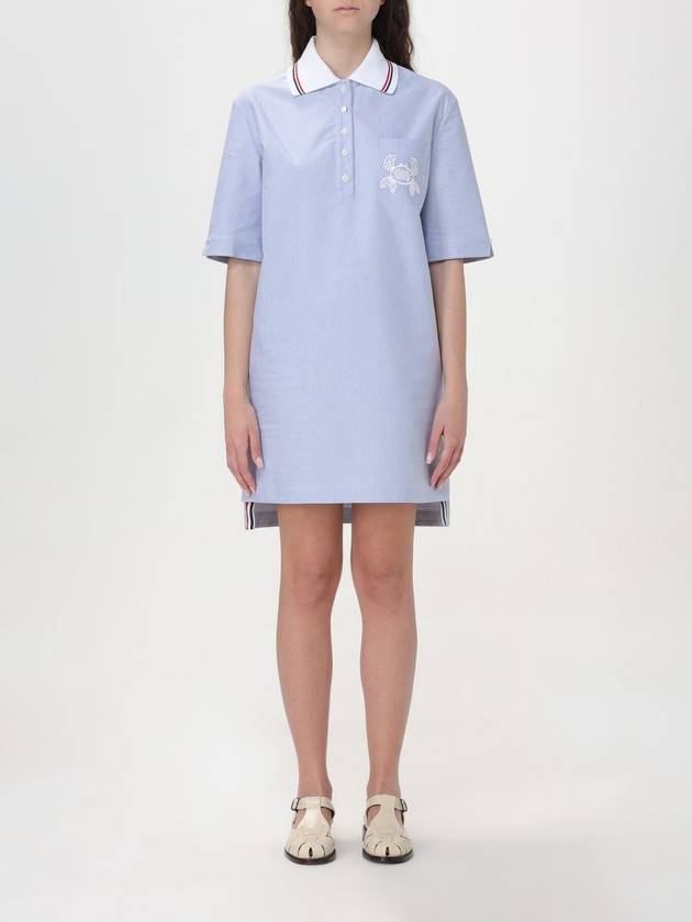 Cotton polo midi dress blue - THOM BROWNE - BALAAN 2