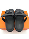 Hermes Chypre H Logo Calfskin Sandals Black - HERMES - BALAAN 5