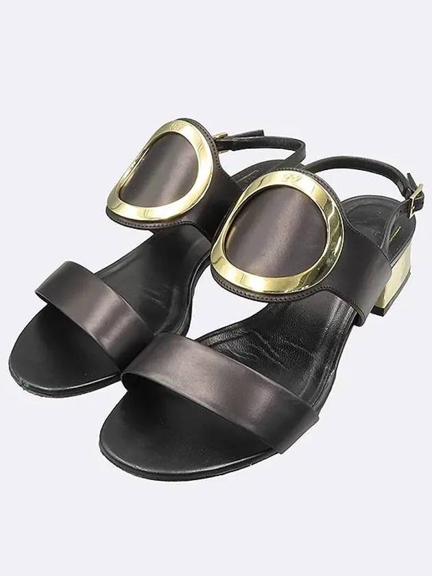 Black leather gold metal buckle women s sandals size 34 - ROGER VIVIER - BALAAN 6