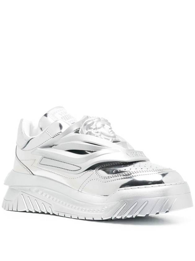 Odyssey Metallic Low Top Sneakers Silver - VERSACE - BALAAN 3