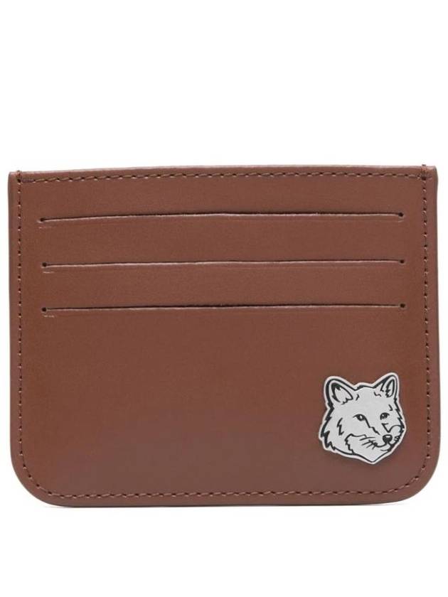 Fox Head Leather Card Wallet Brown - MAISON KITSUNE - BALAAN 1