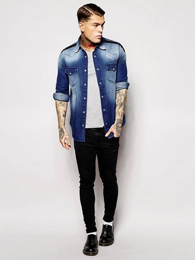 Classic Ranch Distress Denim Shirt - VIVIENNE WESTWOOD - BALAAN 5