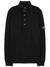 Wappen Patch Half Button Lambswool Knit Top Black - STONE ISLAND - BALAAN 2