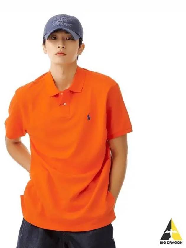 Custom Slim Fit Mesh Polo Shirt Orange - POLO RALPH LAUREN - BALAAN 1