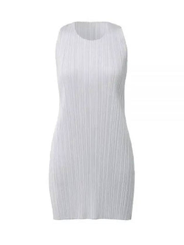 Pleated Sleeveless Short Dress Grey - ISSEY MIYAKE - BALAAN 1