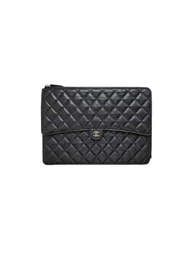 CC Logo Classic Flap Caviar Clutch Bag Black - CHANEL - BALAAN 1