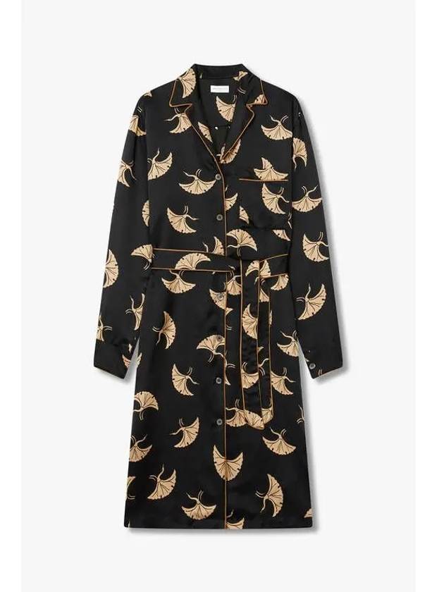 Women s Flower Pattern Silk Shirt Dress Black - DRIES VAN NOTEN - BALAAN 1