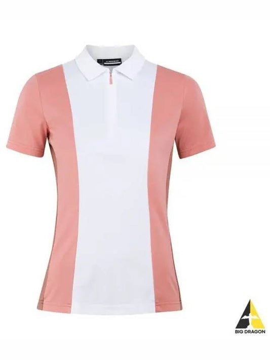 Women's Evelina Golf Polo Shirt Strawberry Ice - J.LINDEBERG - BALAAN 2