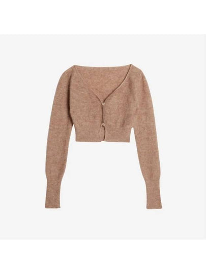 Le Alzou Cropped Mohair Cardigan Light Brown - JACQUEMUS - BALAAN 2