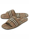 Check Quilted Cotton Leather Slippers Brown - BURBERRY - BALAAN 2