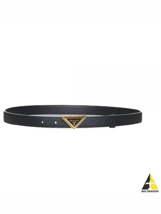 Triangle Logo Buckle Leather Belt Black - PRADA - BALAAN 2