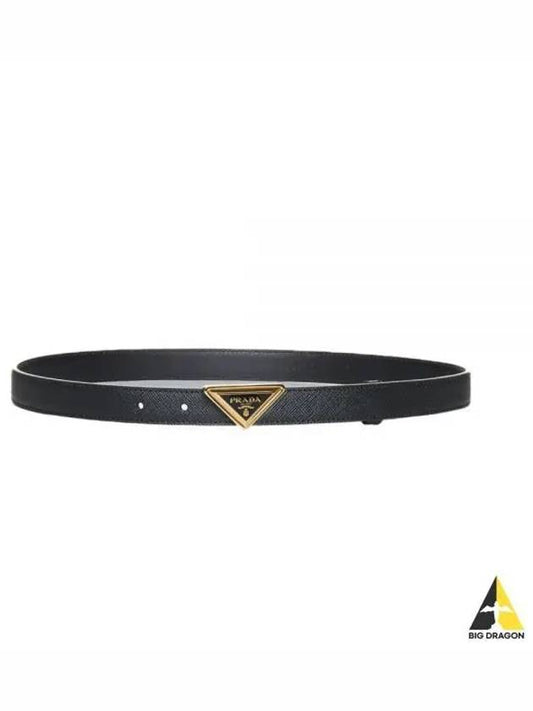 triangle logo leather belt black - PRADA - BALAAN 2
