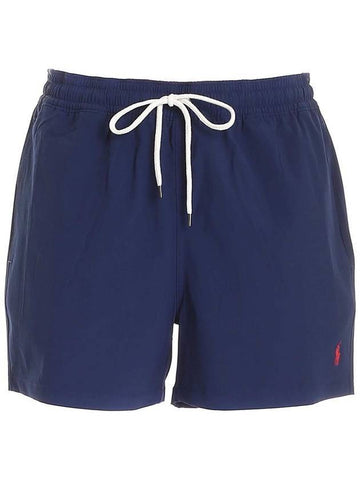 Men's Embroidered Red Logo Swim Shorts Navy - POLO RALPH LAUREN - BALAAN 1