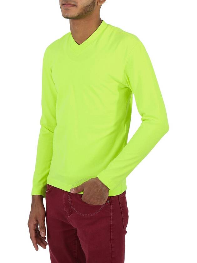 V-neck logo tab long-sleeved T-shirt neon green - BALENCIAGA - BALAAN 4