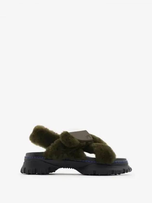 Pebble Shearling Sandals Green - BURBERRY - BALAAN 2