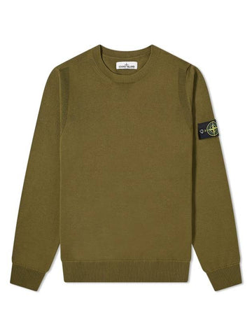 Wappen Patch Cotton Knit Top Khaki - STONE ISLAND - BALAAN 1