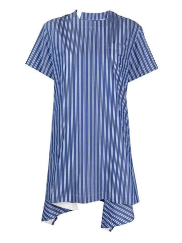 Stripe Cotton Poplin Pullover Short Dress Blue - SACAI - BALAAN 1